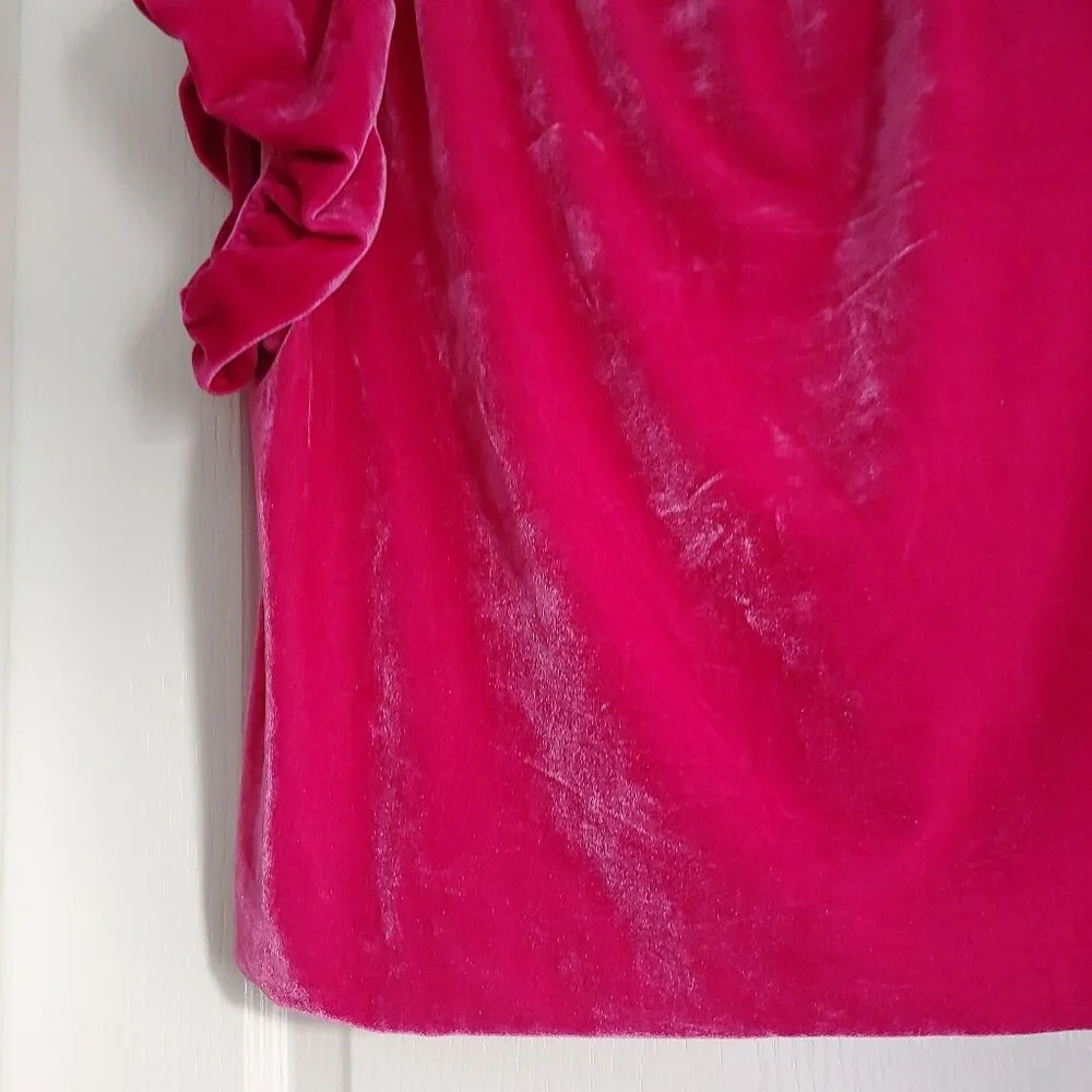 Free People Terese Velvet Short Sleeve Top Ruffle Coquette Twee Barbiecore Girly